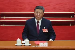 Chinese president Xi Jinping attend the closing of the Third Session of the 14th National People's Congress (NPC) at the Great Hall of the People in Beijing